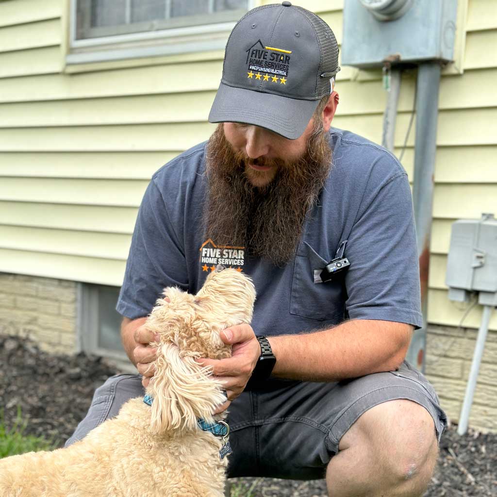 technician with dog