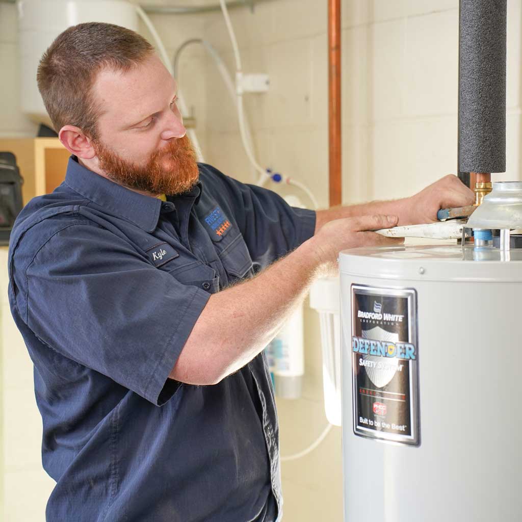 tech with water heater