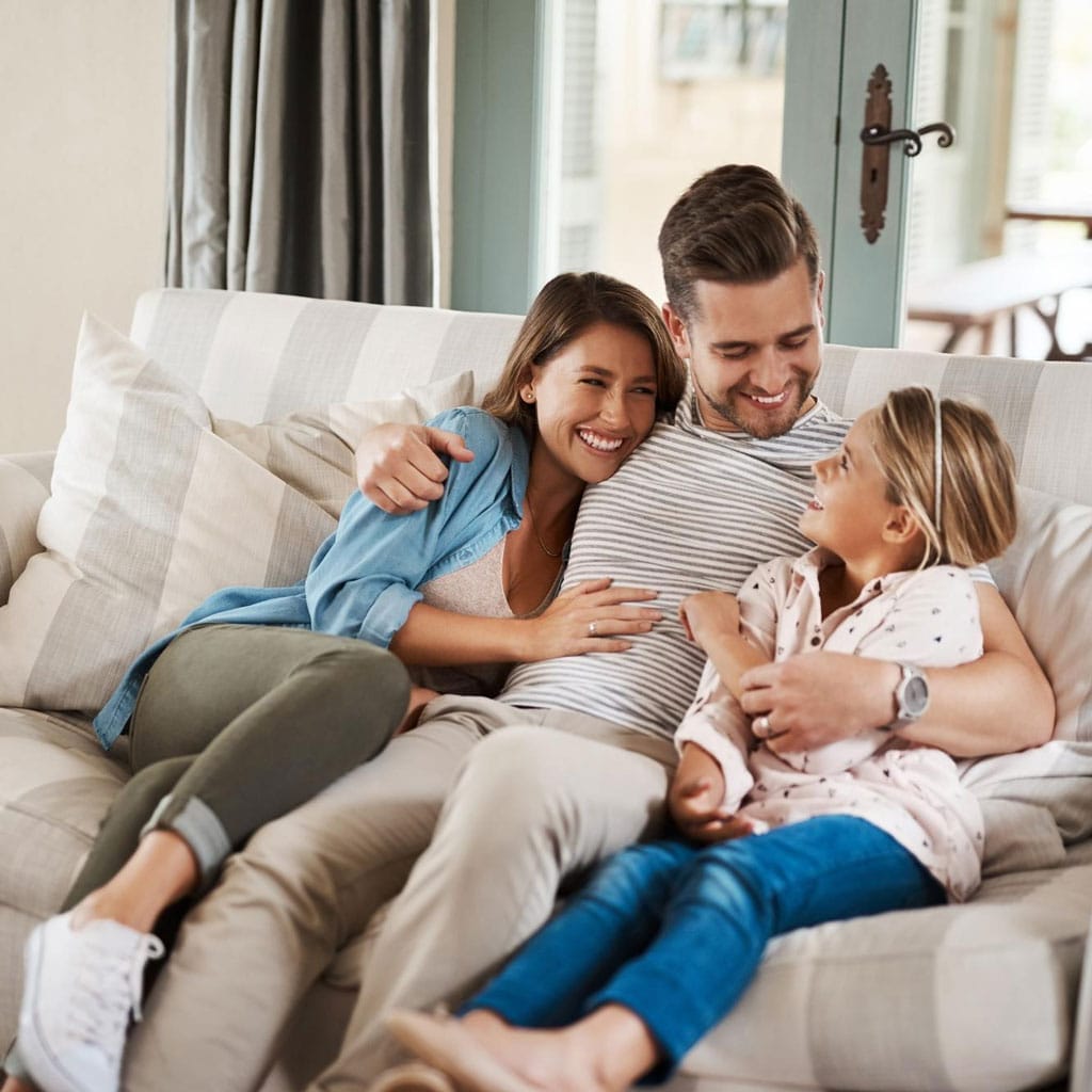family on couch
