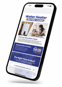 Water Heater Buying Guide on an iPhone mockup