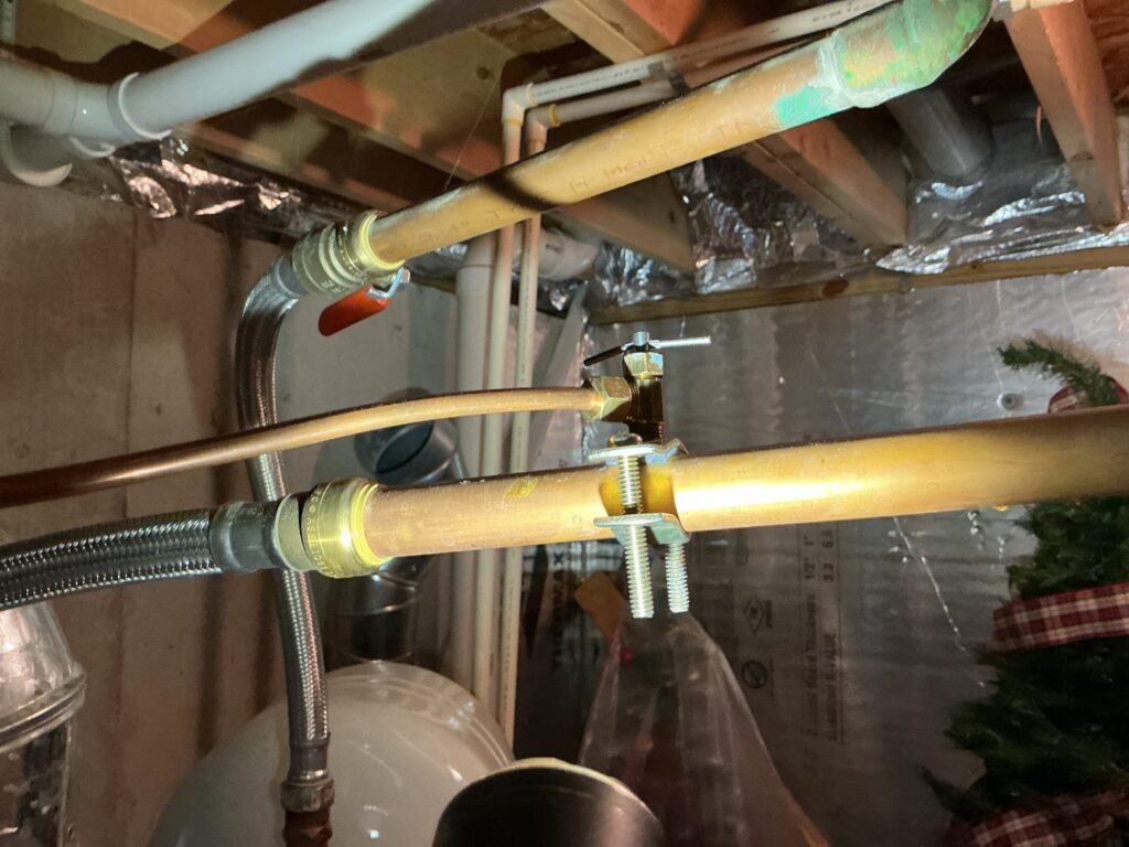 Saddle valve before replacement